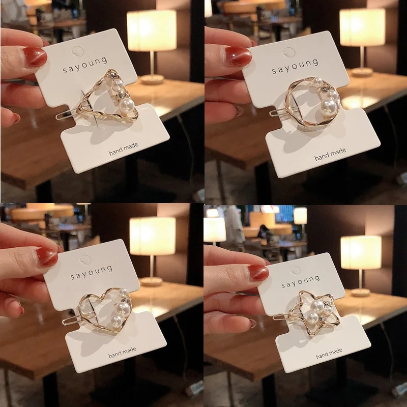 Новинка жемчужный зажим для волос девочек металлический с кристаллами заколки