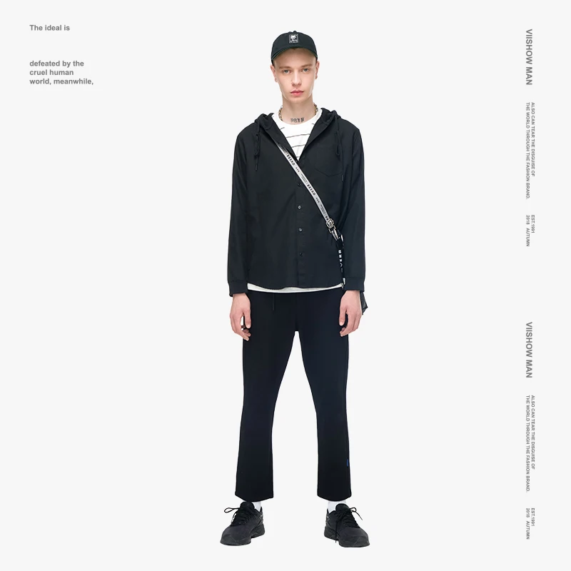 VIISHOW Мужская рубашка с капюшоном брендовая однотонная мужская Camisa Masculina 2019