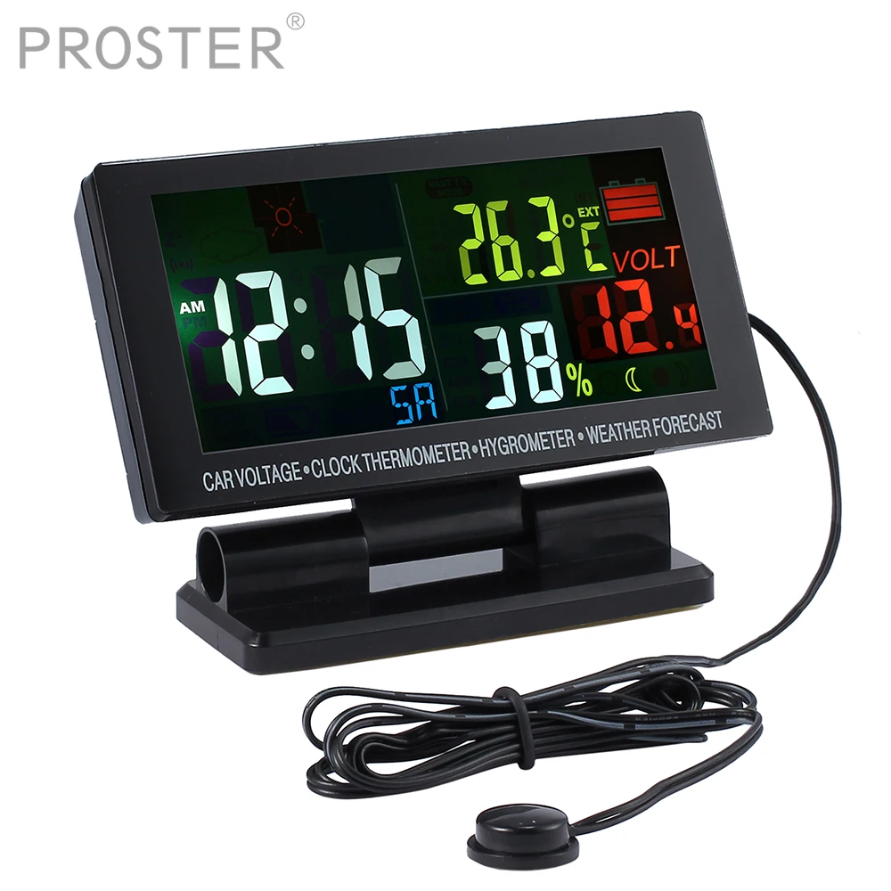 Proster LCD дисплей автомобильные часы термометр гигрометр Цифровой автомобильный