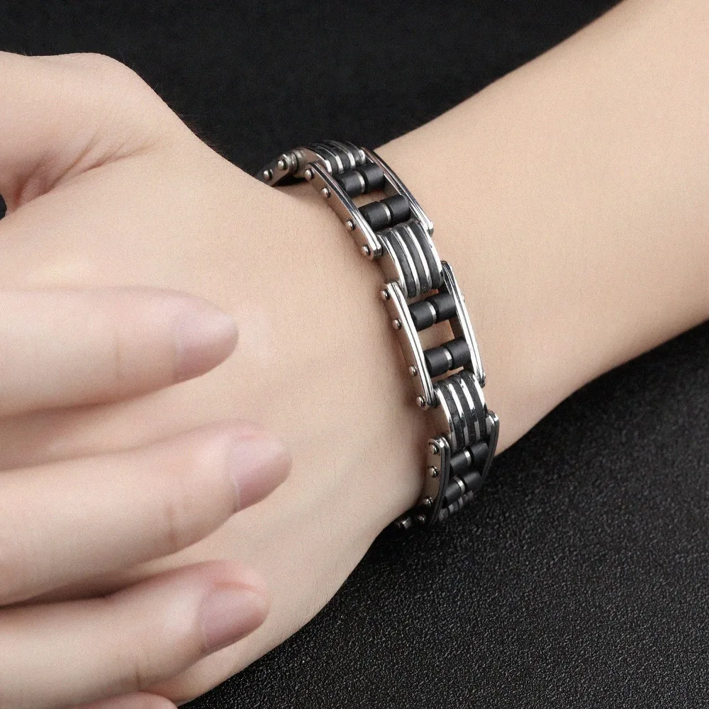 Крутой Панк Рокер черный силиконовый мужской браслет Homme Высокое качество