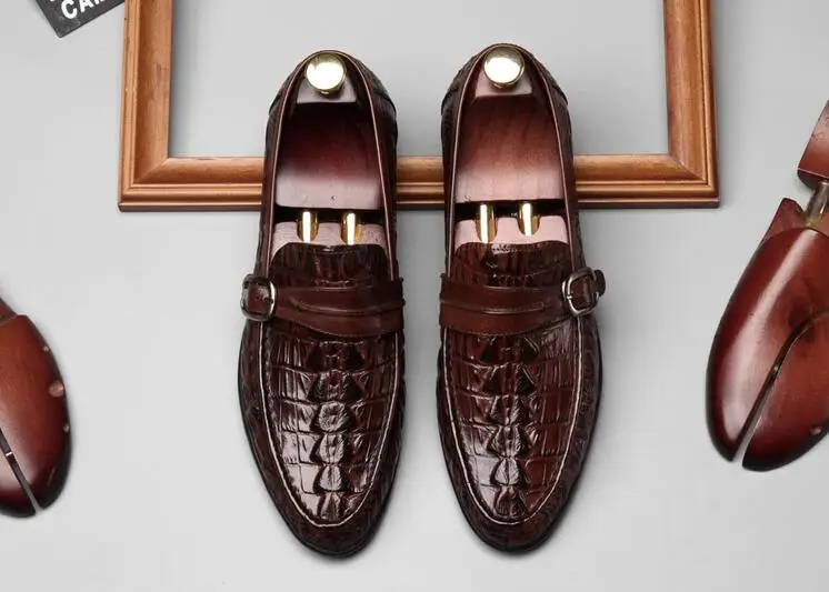 

New Imitate Genuine Leather Men's Loafers Smart Casual Shoes Buckle Alligator Pattern Summer Driving Shoe Flats Moccasin Gommino
