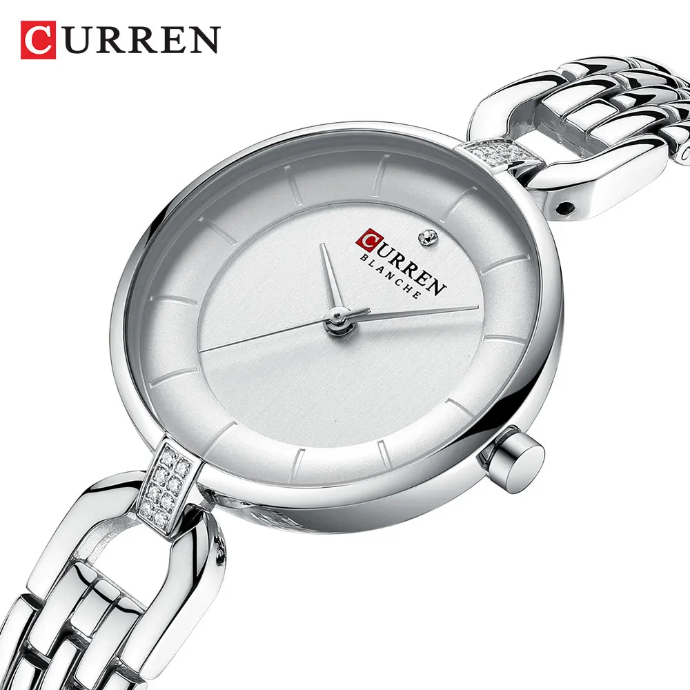 

CURREN Lady Watch Slim Mini Silver White Crystal Stainless Steel Strap Quartz Fashion Waterproof Female Watches Relogio Feminin