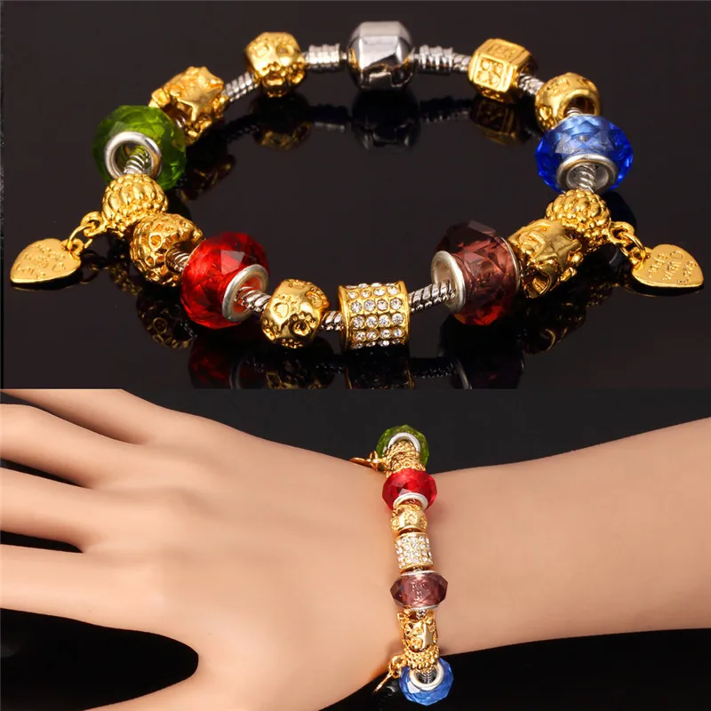 Женский браслет с бусинами из хрустального стекла золотистого цвета|bracelets for|stone