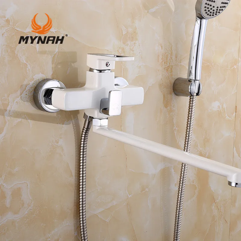 MYNAH Россия бесплатная доставка смесители для душа ванной комнаты белый кран