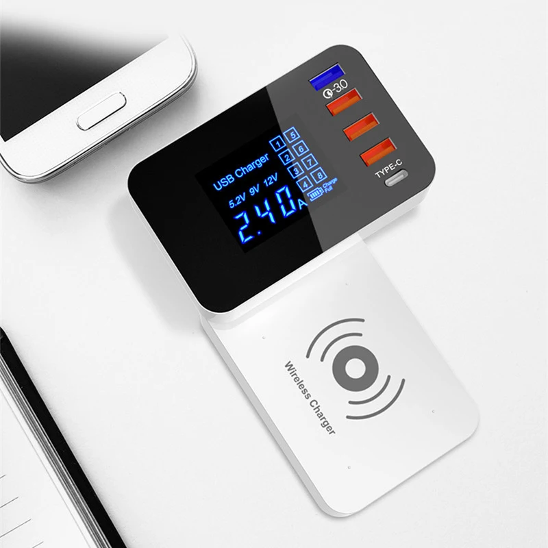 Беспроводное зарядное устройство QI быстрая зарядка 3 0 умное USB Type-C со