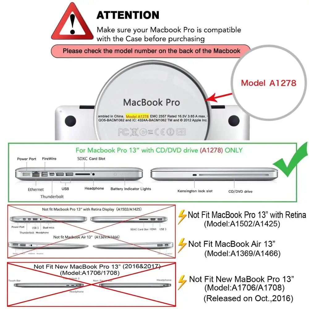Кристально прозрачный жесткий чехол для Apple MacBook Pro 13 с фото (модель: A1278 версия