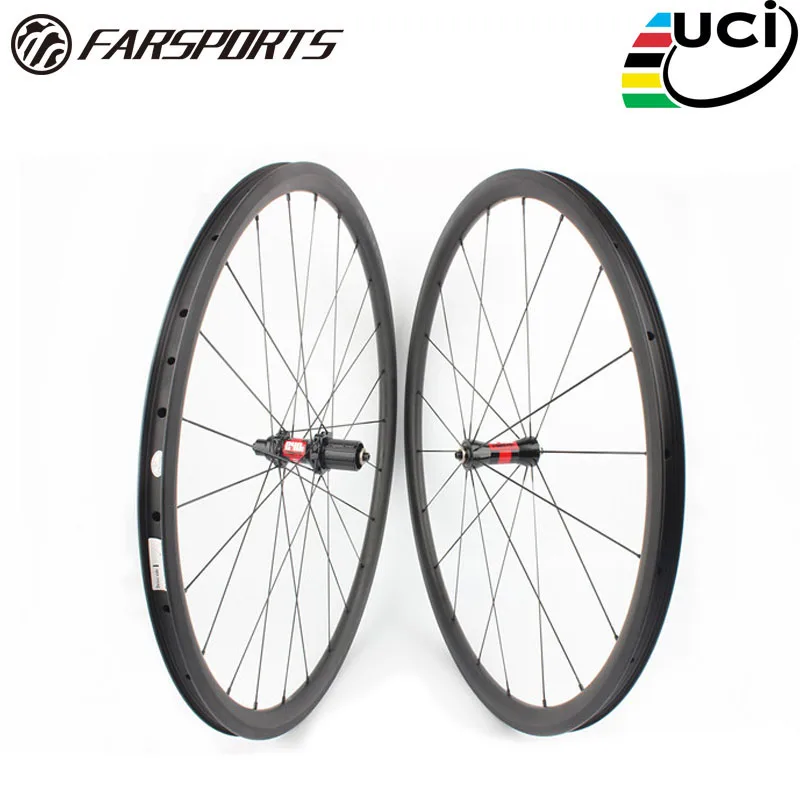 Farsports FSC38-CM-23 DT240 38 мм 23 мм углеродный набор бескамерных колес, 38 глубокий профиль OEM Китай велосипедные клинкерные колеса