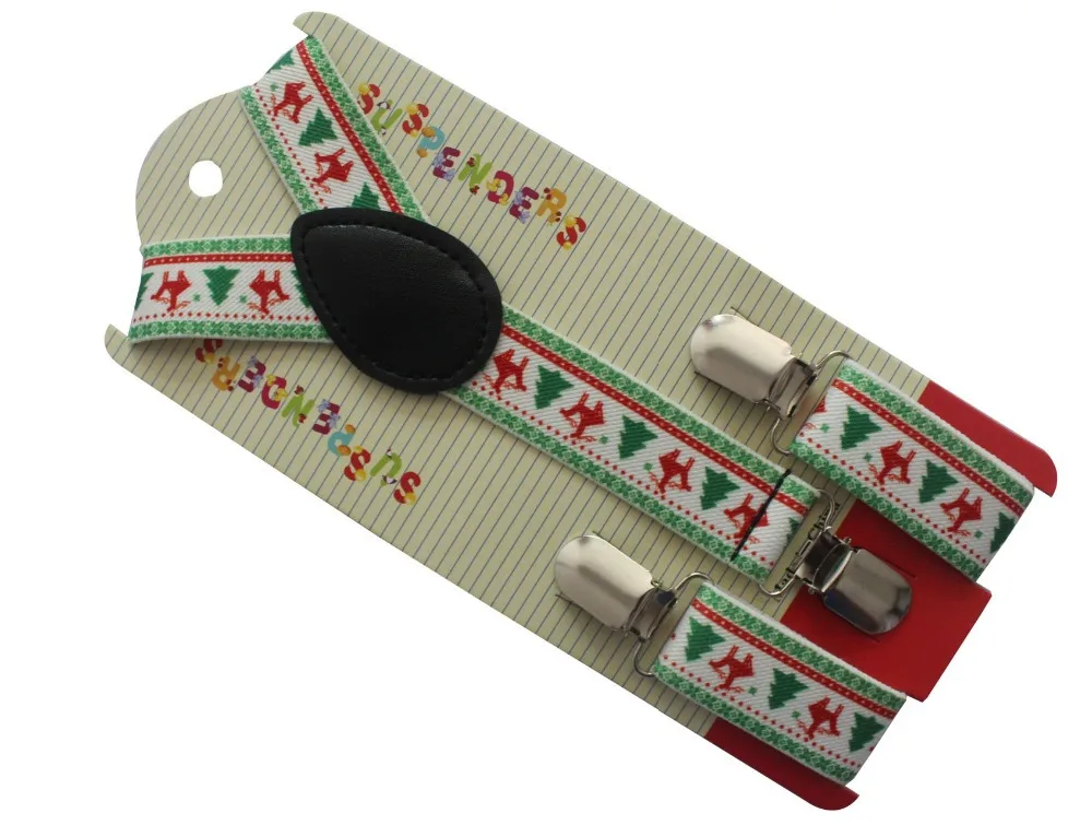 Подтяжки на бретельках с принтом рождественской елки и оленя регулируемые белые