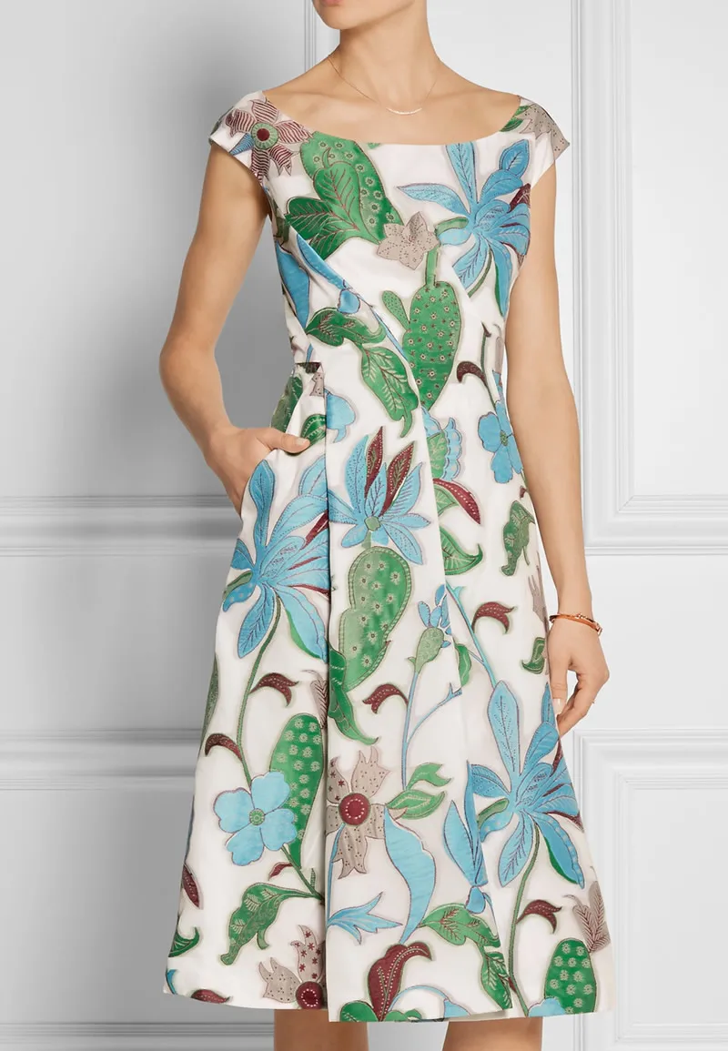 Горячая Распродажа плиссированное платье с принтом кактуса и цветов ручная