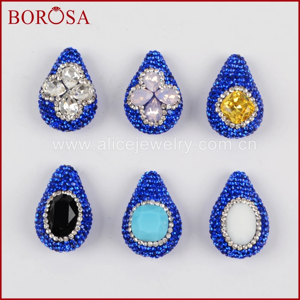 

BOROSA Новый Druzy Шарм BeadsBracelet Ручной работы синий горный хрусталь проложить падение граненый Кристалл бусины талисманы для DIYJewelry JAB684