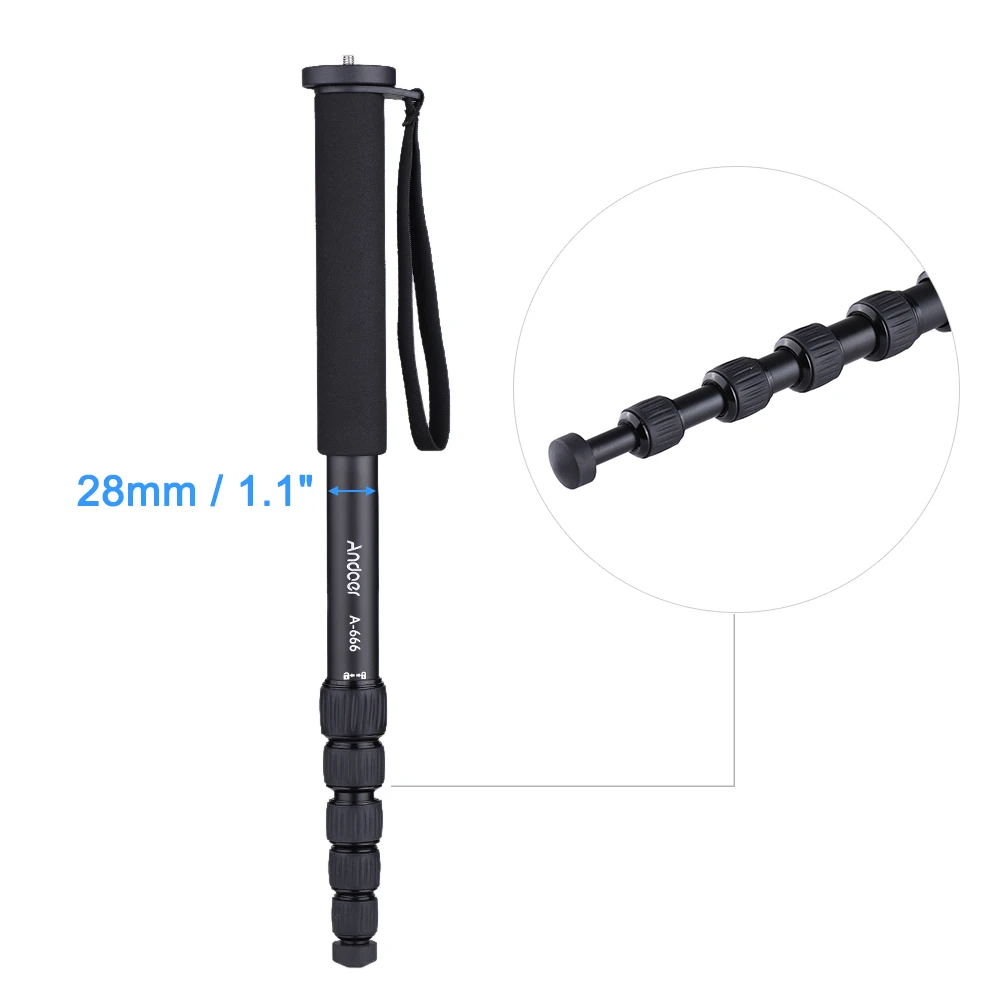 Телескопический монопод Andoer алюминиевый штатив с 6 секциями для камер Nikon Canon Sony