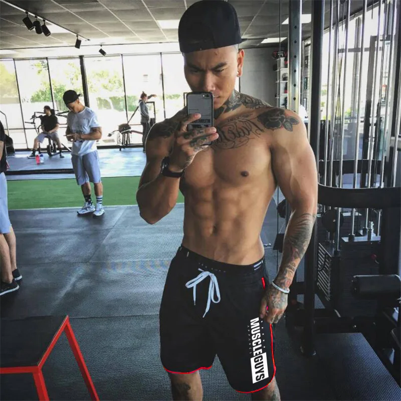 Мужские шорты для бега быстросохнущие спортивные Muscleguys в тренажерном зале
