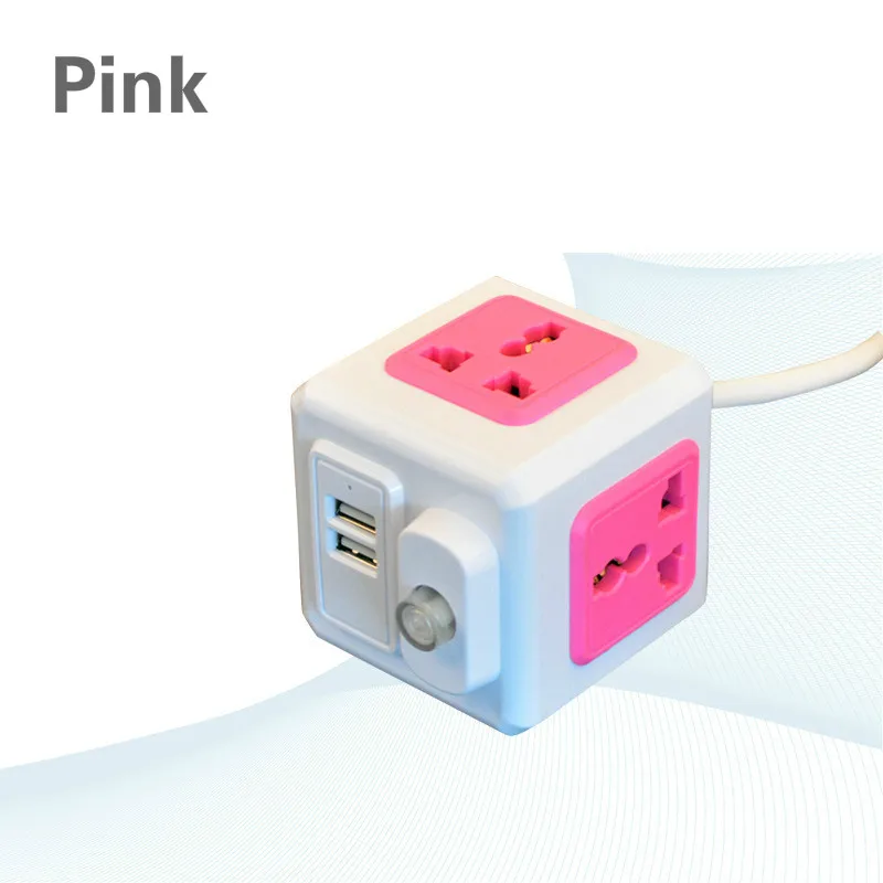 Умный дом Разъем питания Универсальный 4 розетки 2 usb порта удлинитель с 2 м кабелем AU/EU/US/штепсельная розетка стандарта Великобритании - Цвет: Pink