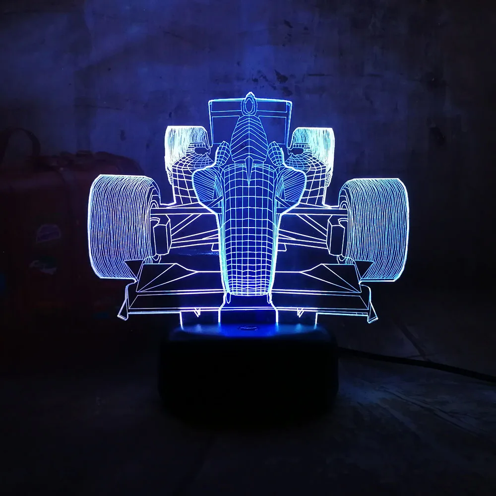 Новинка крутой 3D светодиодный ночной Светильник Formula Racing смешанные 7 цветов RGB бар