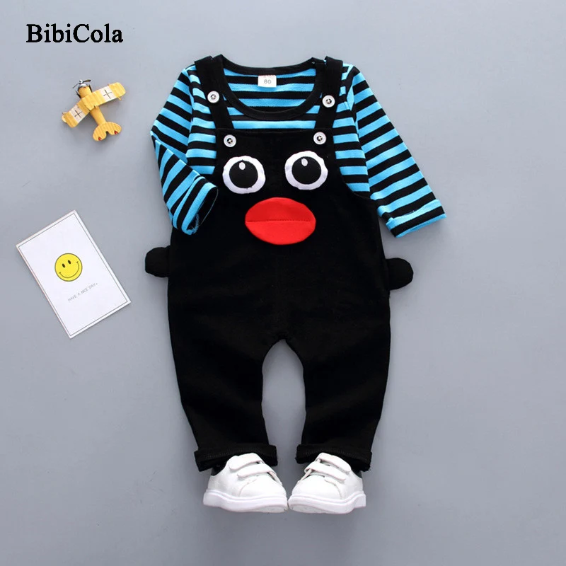 BibiCola 2018 Spring Baby Boys Clothing Set Toddler Outfits Small Children Kids Bib + T-shirt Cartoon |