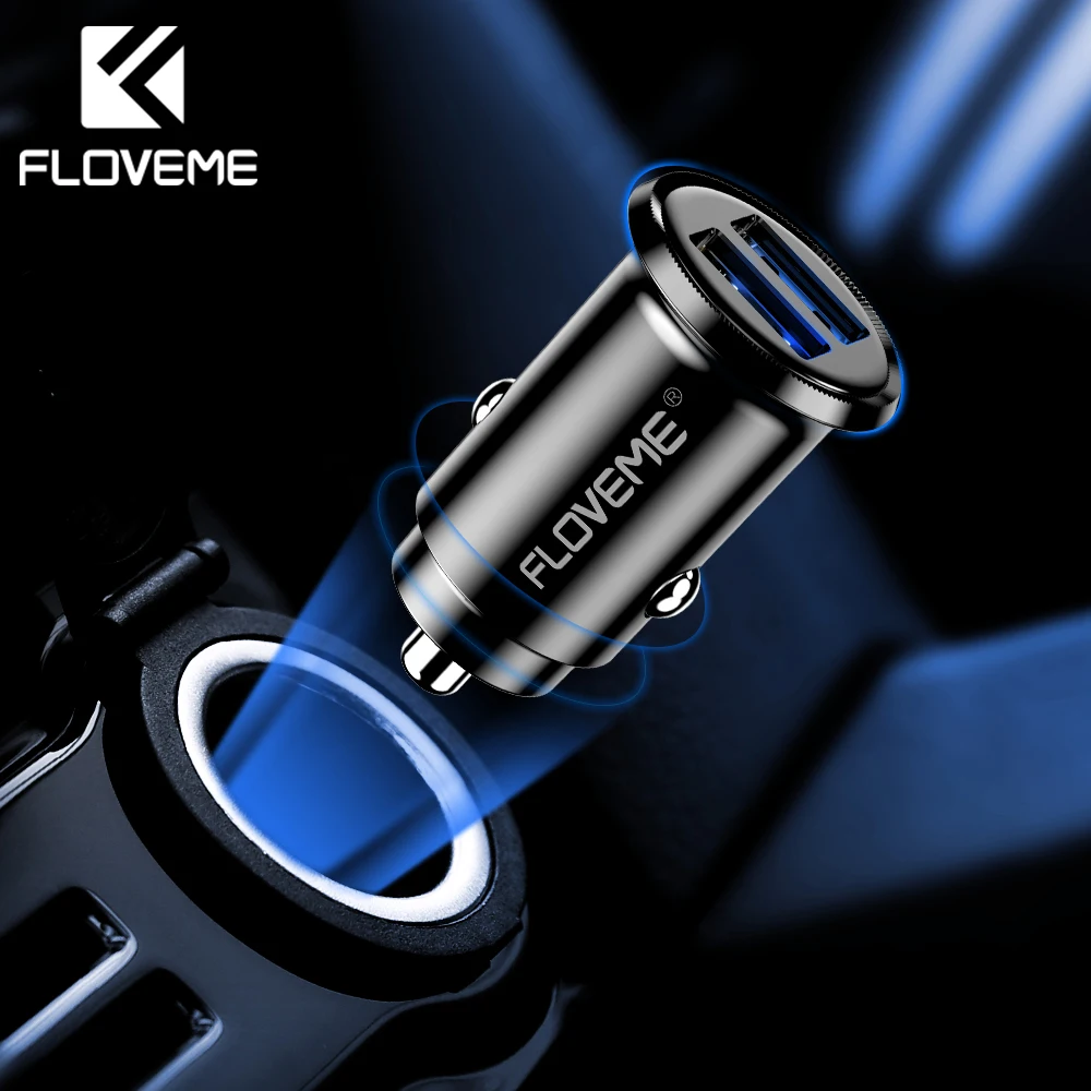 FLOVEME 2.4A Мини Двойное быстрое автомобильное USB зарядное устройство для телефона