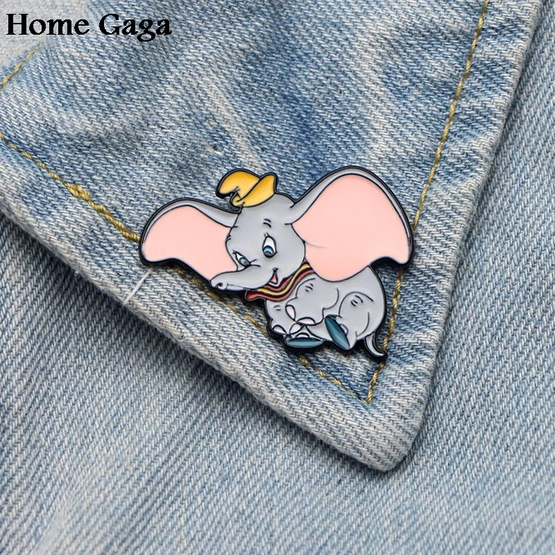 Homegaga Дамбо Слоны цинк галстук мультфильм булавки броши для рюкзака, одежды для мужчин и женщин шляпа Декоративные значки медали D0761