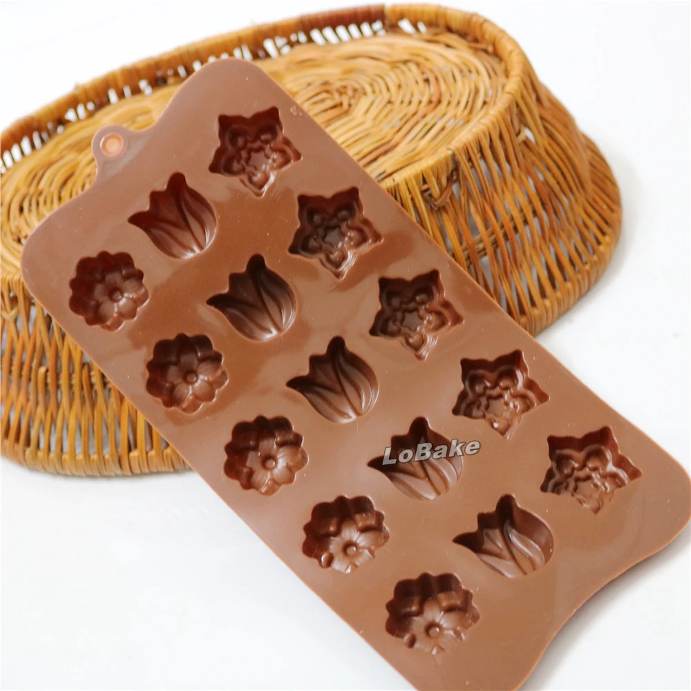 15 cavities 21*10.5cm 3 type of flower tulip shape chocolate mold for DIY cake baking tools |