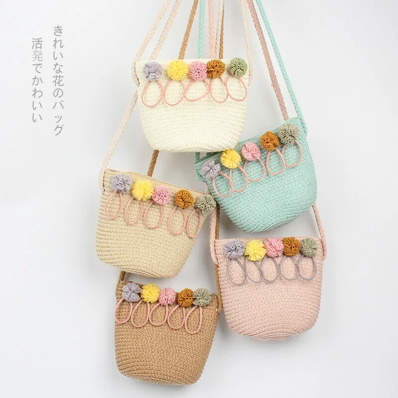 Женская Соломенная пляжная сумка через плечо для маленьких девочек летняя