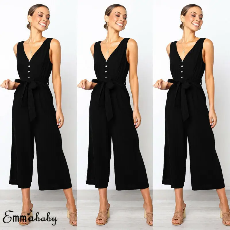 Женский комбинезон однотонный для вечеринок на лето|Женские комбинезоны| |