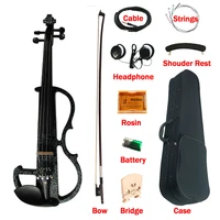 advanced electric art violin black colored solid wood ebony fittings violino 44 music instruments w with case bow rosin string