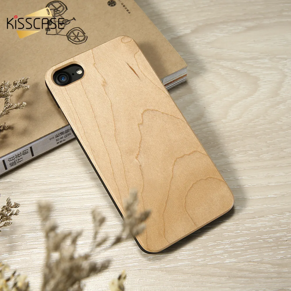 Kisscase для Apple Iphone 5 6 6S Plus 7 плюс деревянный случай из натуральной натурального