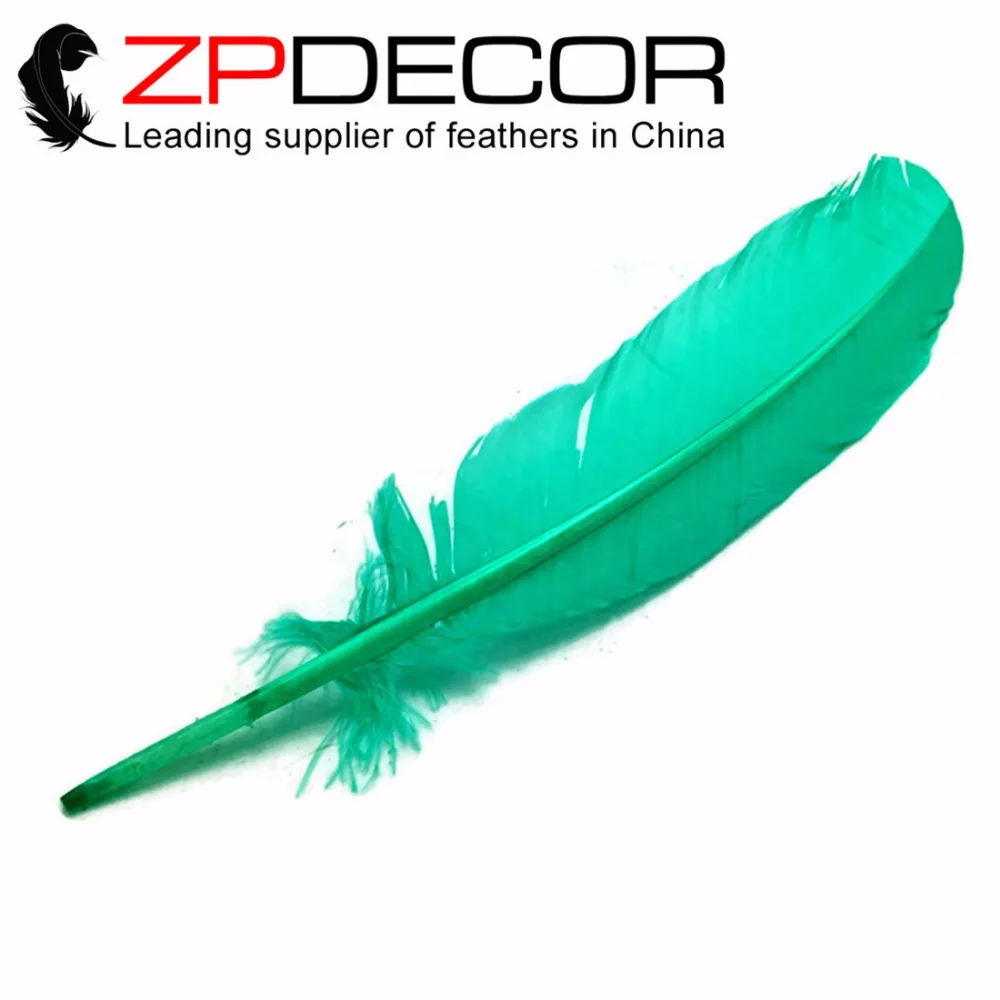 

ZPDECOR 50pcs/lot 12-14inch(30-35cm) Pretty Aqua Green Turkey Rounds Quill Feathers DIY Decoration and Carnival