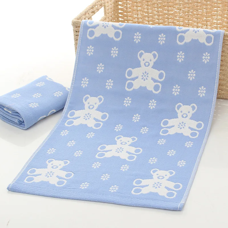 26*50cm High Quanlity Baby Towel Cartoon Babys Washcloth Handkerchief Kids Feeding Wipe Cloth Three-layer Cotton Gauze Towels