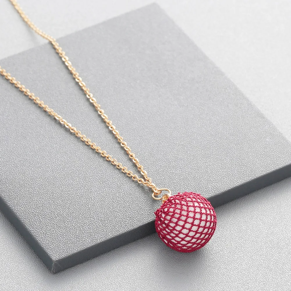 Женское ожерелье с подвеской-шариком из хлопка и ткани | Украшения аксессуары