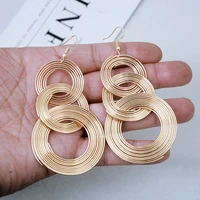 original exaggerated geometric multi layer metal circle ring earring women hoop long earrings girls fashion jewelry gift