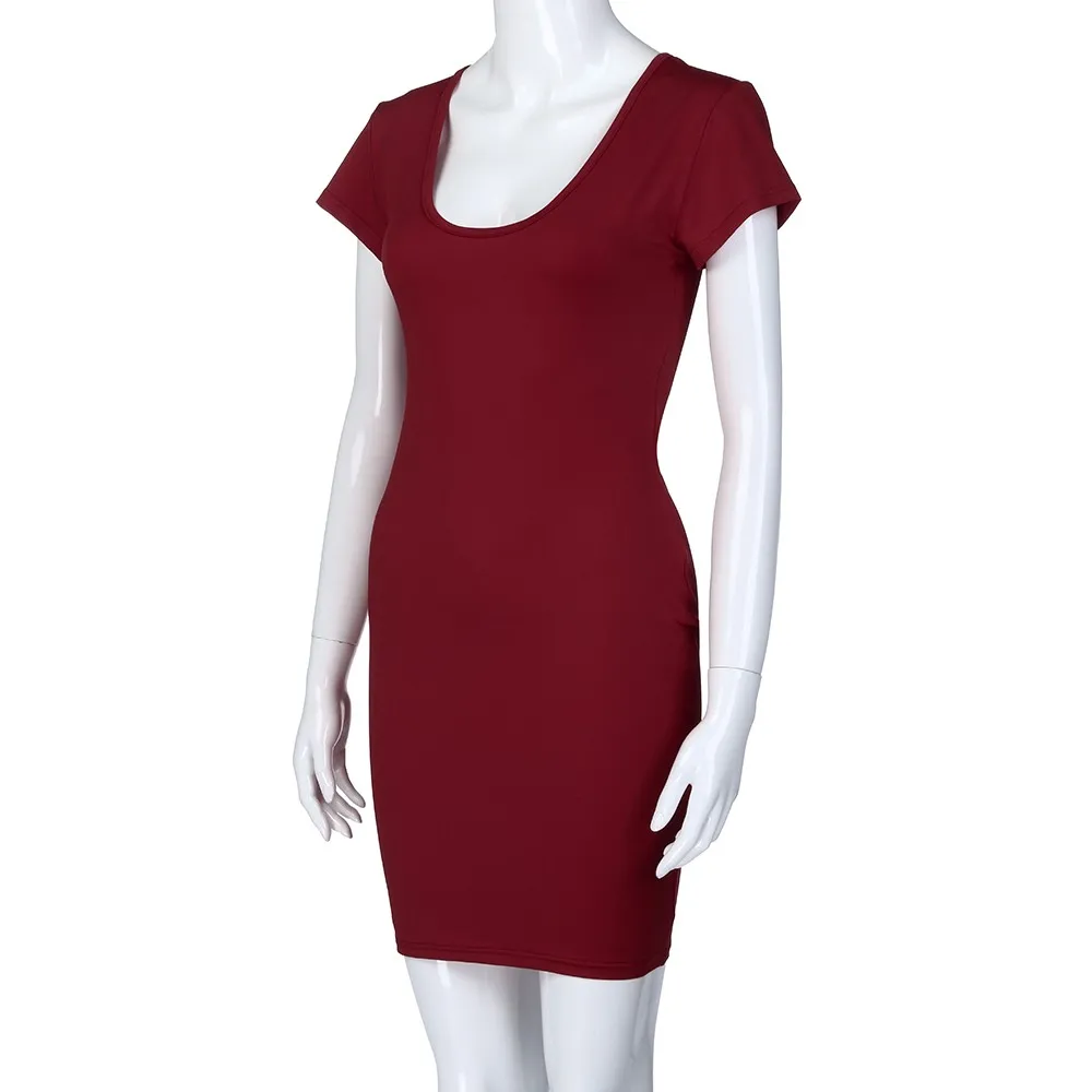 

Women Dress Short Sleeve Solid Print Casual Sexy Mini Beach Dress womens dresses new arrival 2020 Ladies Dresses