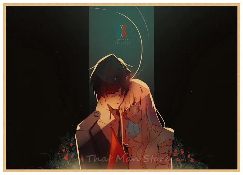 Милый в FranXX HIRO ZERO TWO ICHIGO GORO стикер Плакат из крафт-бумаги японского аниме плакат ретро плакат 30*21 см