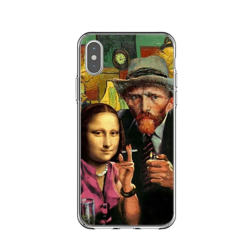Забавные художественные чехлы Мона Лиза для iPhone X, XR, XS, MAX, Ван Гог, звездный, жесткий, ПК, телефон, чехол для iPhone 5 5S se, 6, 6S Plus, 7, 8 Plus
