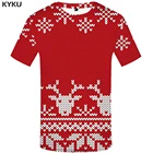 Мужская Трикотажная футболка KYKU, красная Повседневная футболка с коротким рукавом и 3D-принтом оленя, лето 2019