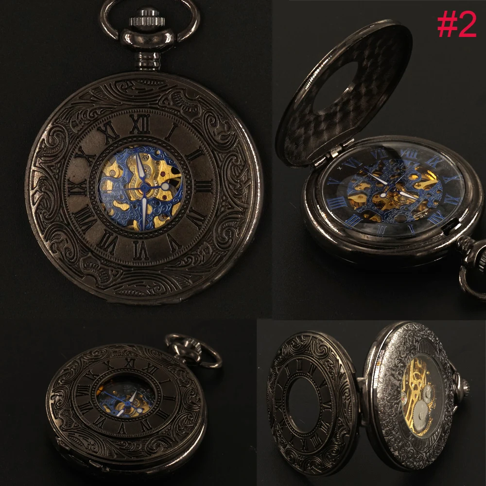 Винтажные Механические карманные часы на цепочке мужские подарки скелетоны в