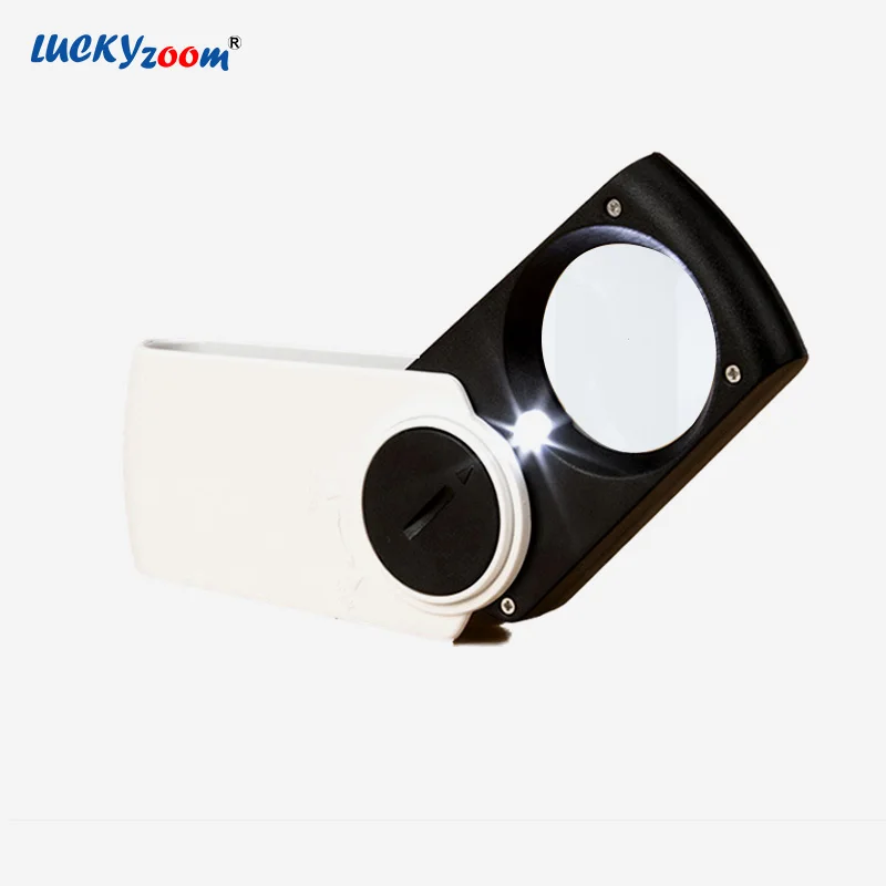Складное карманное увеличительное стекло Luckyzoom 8X лупа со светодиодный Ной