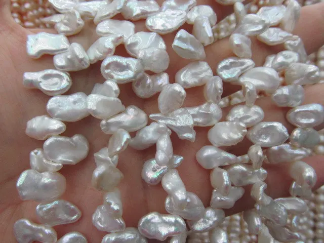 

wholesale 2strands 6-12mm genuine Pearl bead slab freeform nuggets loose beads