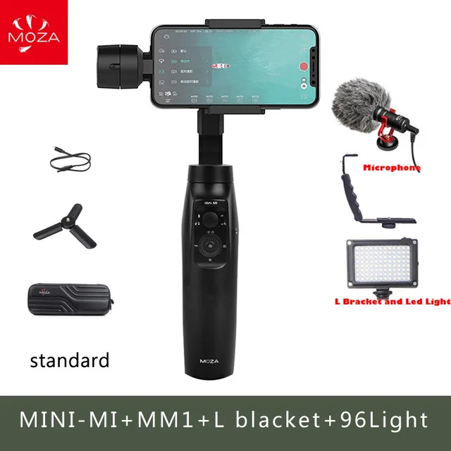 with mm1 L light MOZA MINI MI мини S 3-осевой портативный смартфон сотовый телефон видеокамеры Стабилизатор для iPhone X, 8 Plus, 8, 7, 6S samsung S9 S8 S7 VS Zhiyun Smooth Q 4 - Цвет: with mm1 L light