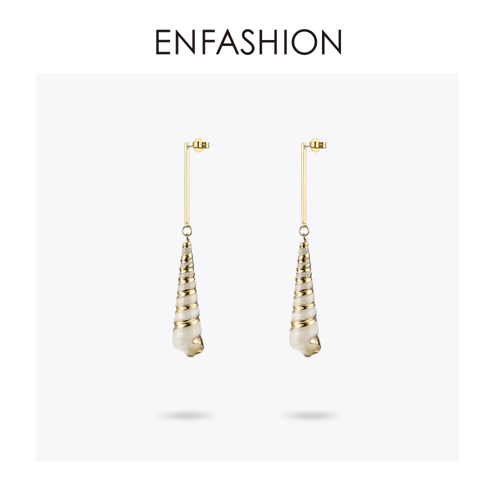 Enfashion Винтаж Природный раковины висячие серьги в богемном стиле длинные для