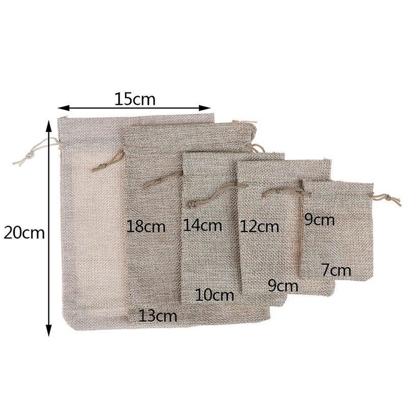 5 размеров шт. льняные джутовые мешки подарочные сумки на шнурке Сумка из органзы