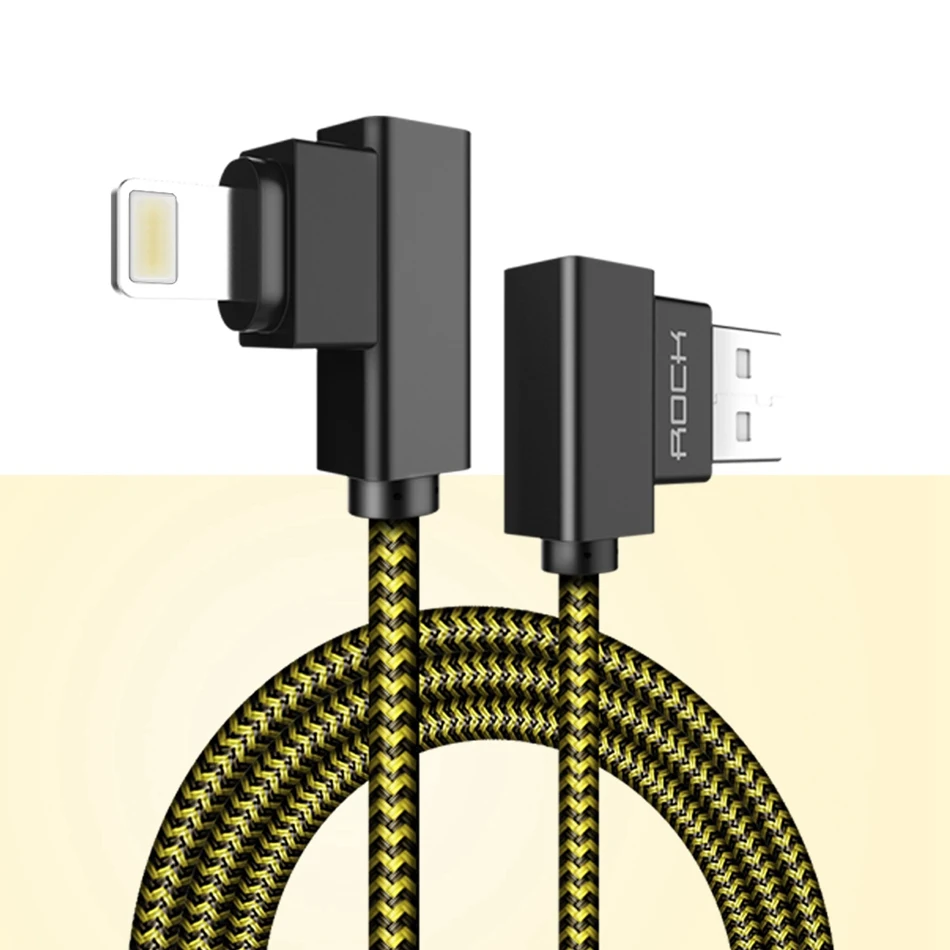 ROCK двойной L изгиб usb зарядный кабель для iPhone X 8 7 6 6S 5, нейлоновый локоть данных USB кабель для iPhone зарядное устройство