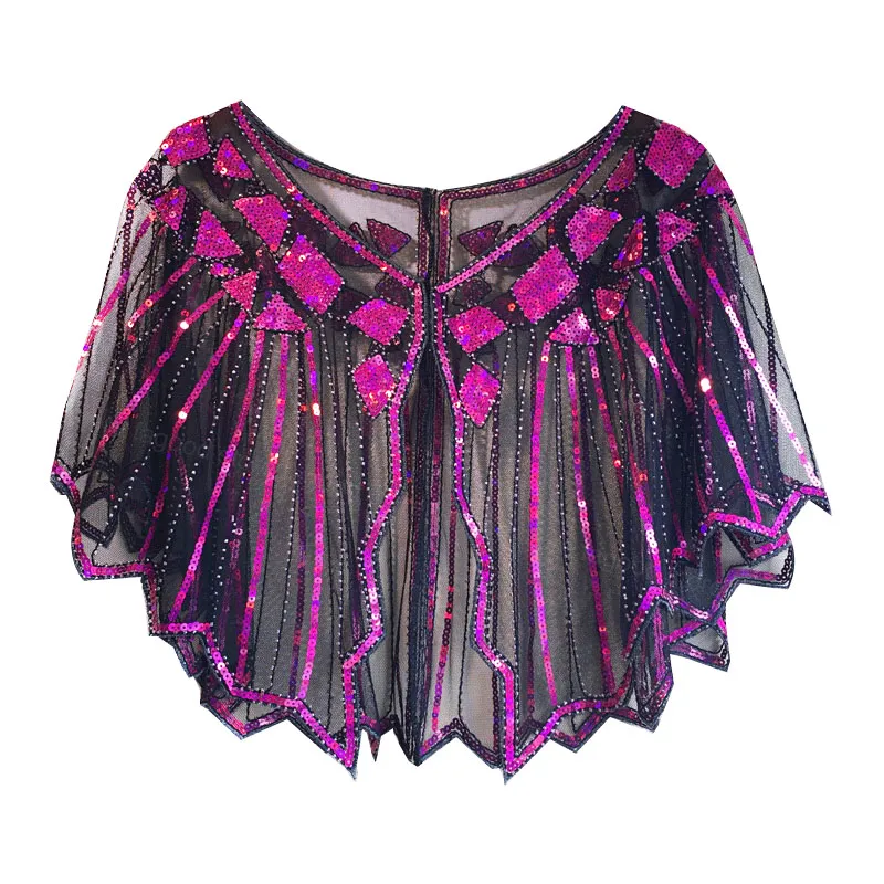 1920S женские блестящие бусины Украшенные вечерним ворсом элегантная накидка -