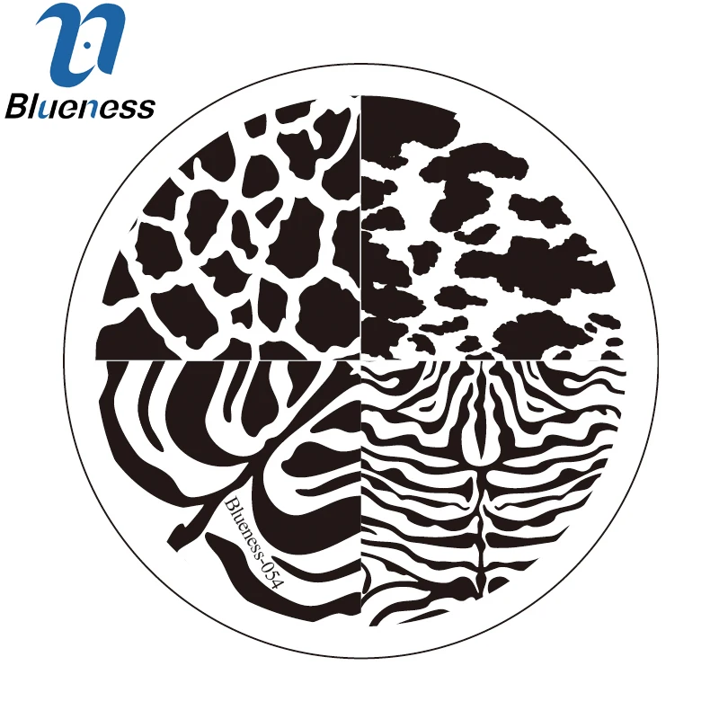 Синий леопард сетки дизайн ногтей штамп шаблон 3D Мода лак печать штамповки