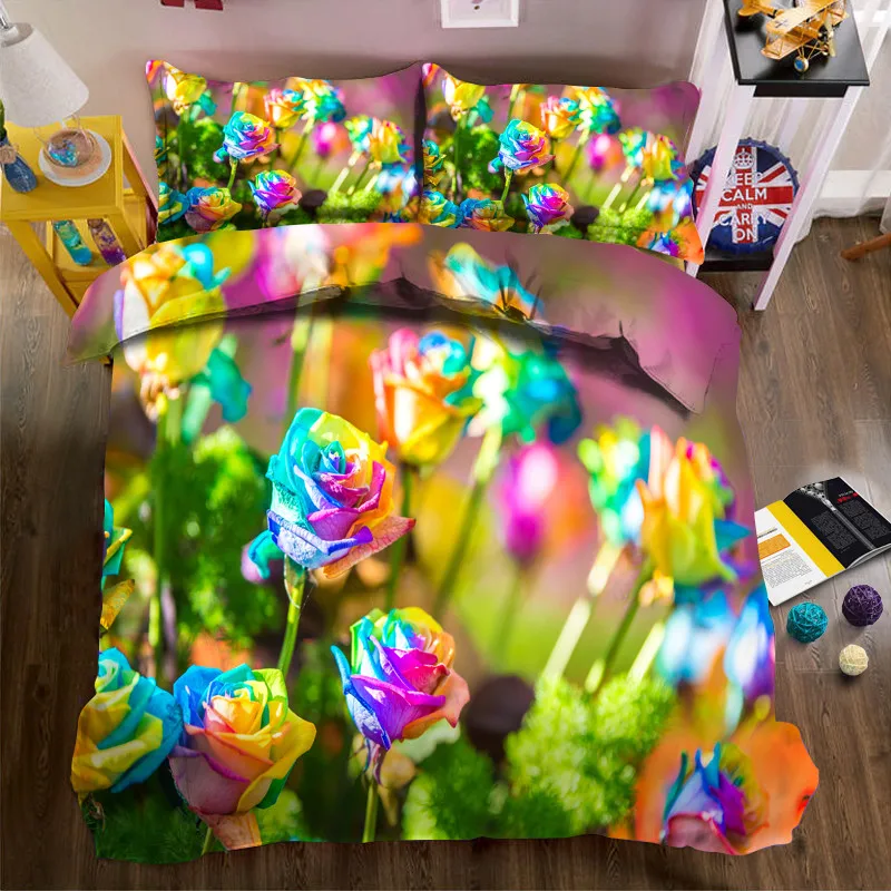 Комплект постельного белья с 3d пододеяльником и наволочками 2017|rose bedding set|bedding set