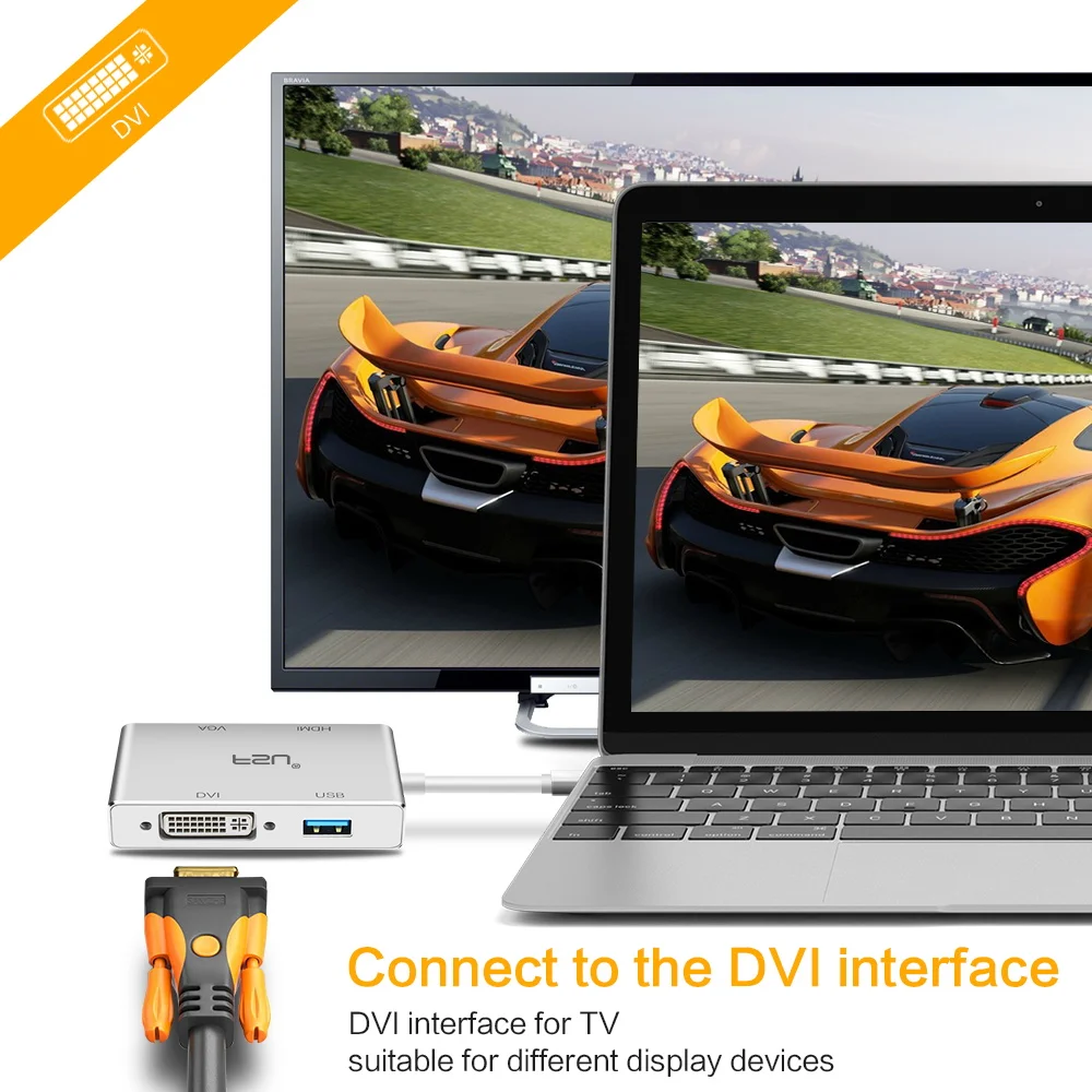4K UHD USB 3 1 type C концентратор Thunderbolt к HDMI VGA DVI 0 адаптер конвертер кабель для ноутбука