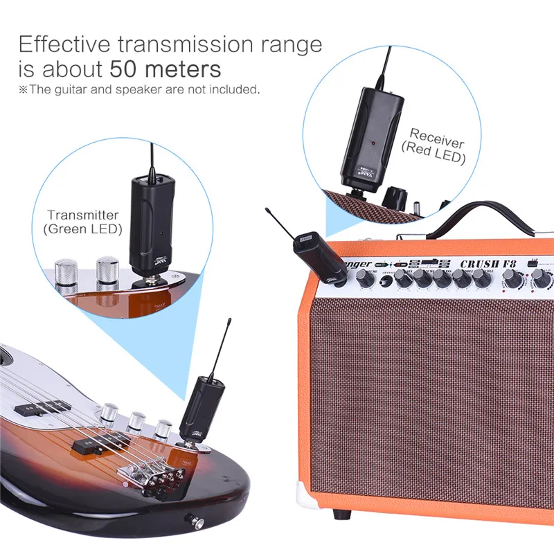 Zebra Portable Wireless Audio Transmitter Receiver System for Electric Guitar Bass Violin Stringed Instruments Parts | Спорт и