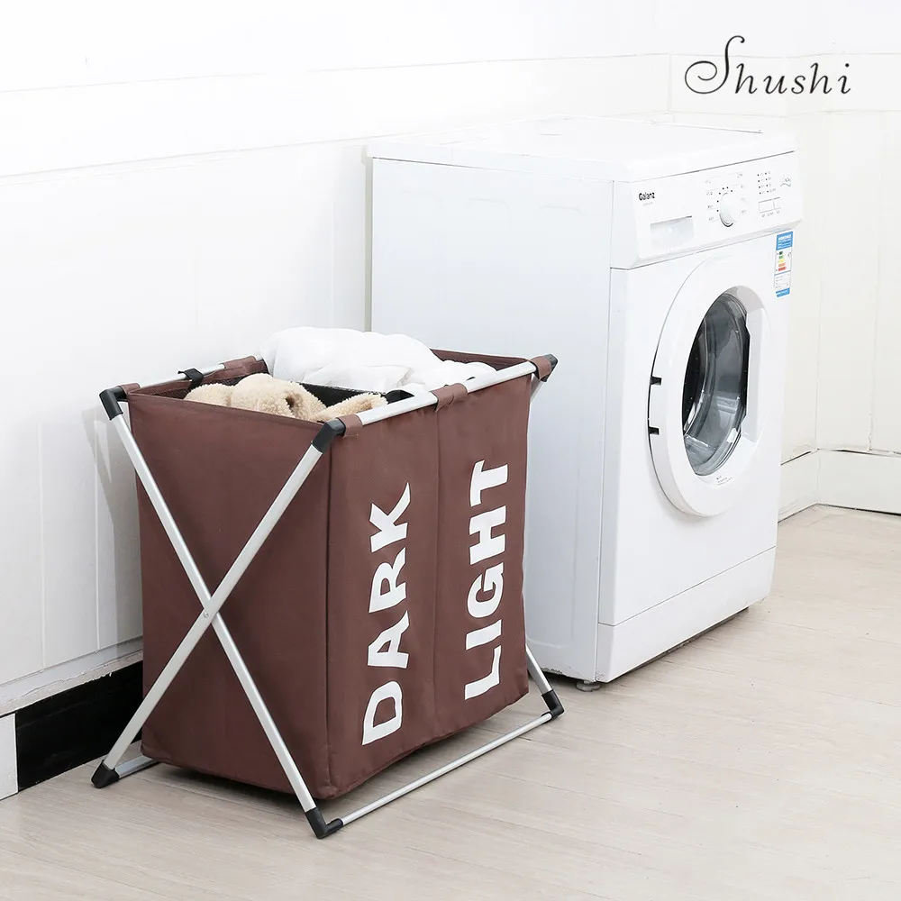 

Корзина SHUSHI для грязного белья, с двумя отделениями, складная
