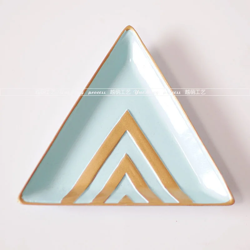 Blue Triangle Европейские ювелирные изделия из смолы, посуда для хранения косметики, шестигранная треугольная овальная тарелка, розовая фиолетовая синяя губная помада, серьги, кольцо, поднос, ремесла - Цвет: Blue Triangle