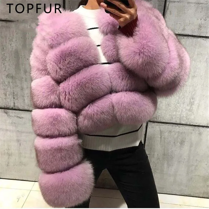 TOPFUR роскошная зимняя теплая женская модная натуральная куртка из лисьего меха