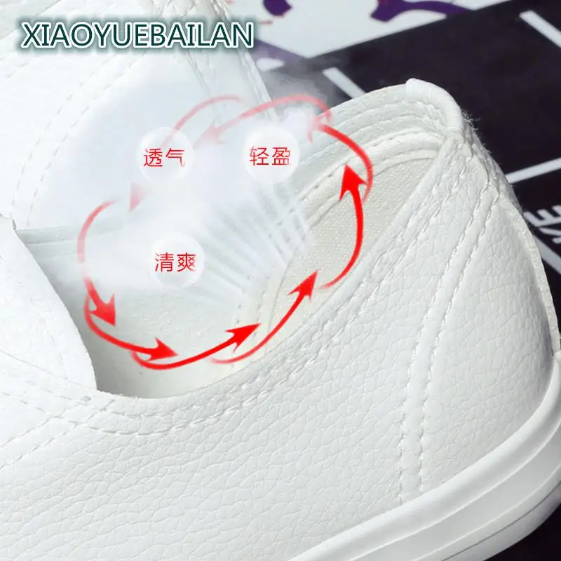 Белые кожаные туфли летние на плоской подошве для студентов универсальная